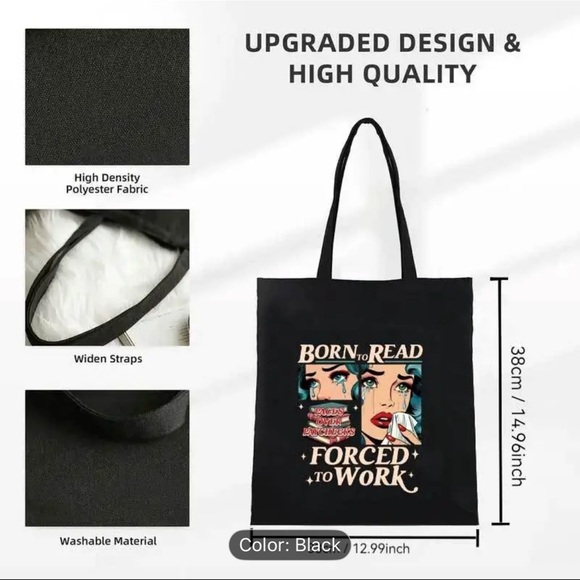 Born to read. Tote Bag - Picture 3 of 3